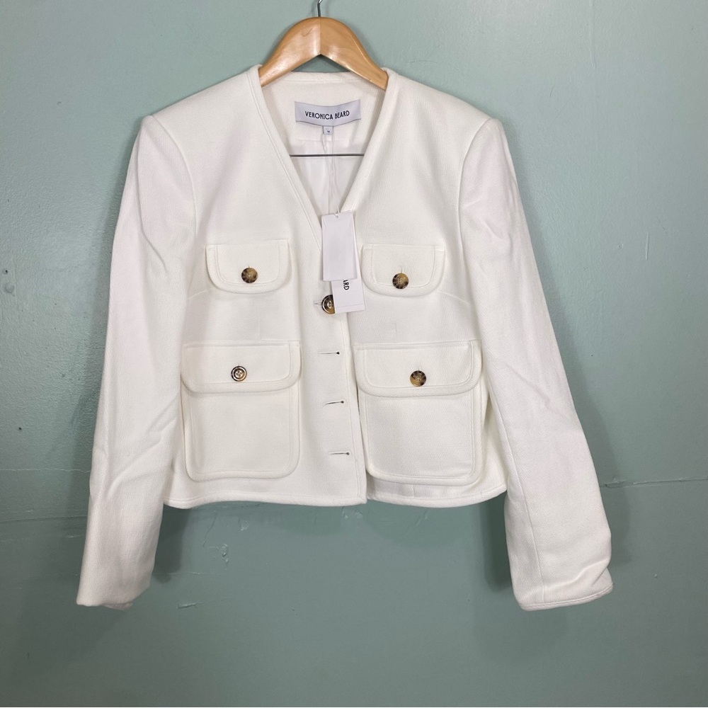 Veronica Beard Isola Jacket‎ In White Size 14 Jacket Blazer - Picture 2 of 8